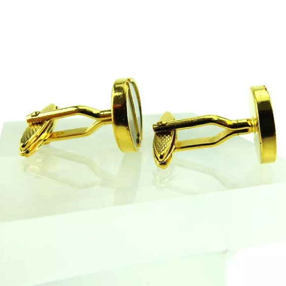 DUNHILL Cuffs D Mark Gold & Silver Bracket Authentic USED - Picture 7 of 7